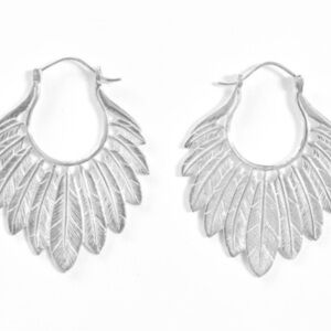 Elegant Silver Feather Design Earrings​